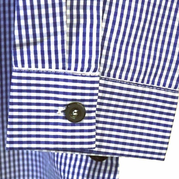 Amazing Gracila Blue & White Gingham Collared Long Sleeve Blouse Size M NWT - Picture 11 of 12